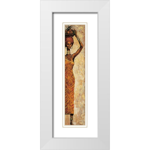 African Woman II White Modern Wood Framed Art Print with Double Matting by Halley, Terence