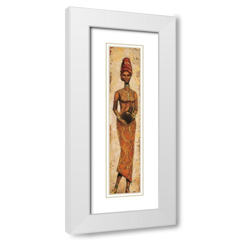 African Woman III White Modern Wood Framed Art Print with Double Matting by Halley, Terence