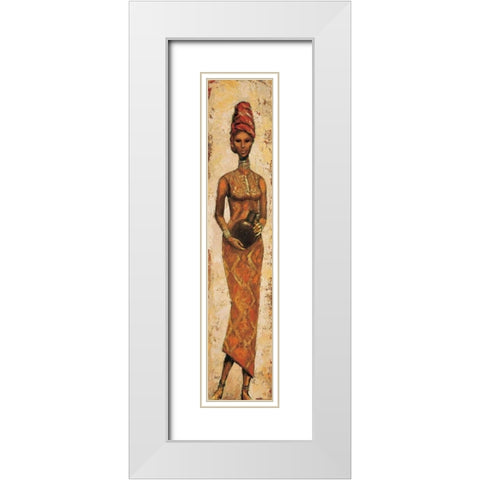 African Woman III White Modern Wood Framed Art Print with Double Matting by Halley, Terence
