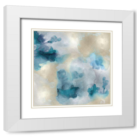 Aqua Movement IV White Modern Wood Framed Art Print with Double Matting by Mitchell, Lauren
