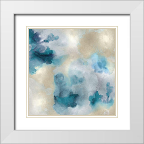 Aqua Movement IV White Modern Wood Framed Art Print with Double Matting by Mitchell, Lauren