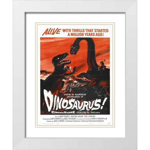 Dinosaurus White Modern Wood Framed Art Print with Double Matting by Anonymous