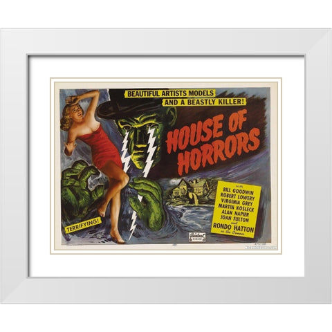 House Of Horror White Modern Wood Framed Art Print with Double Matting by Anonymous
