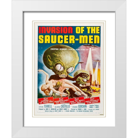 Invasion Of The Saucer Men White Modern Wood Framed Art Print with Double Matting by Anonymous
