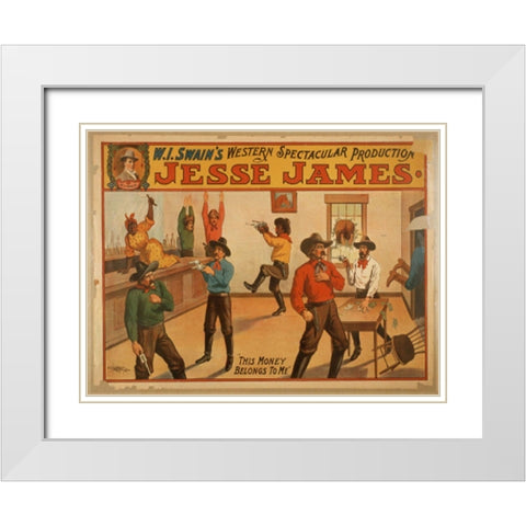 Jesse James White Modern Wood Framed Art Print with Double Matting by Anonymous