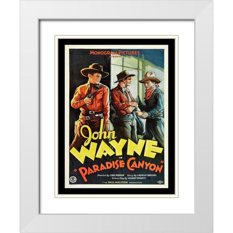 John Wayne Paradise Canyon White Modern Wood Framed Art Print with Double Matting by Anonymous