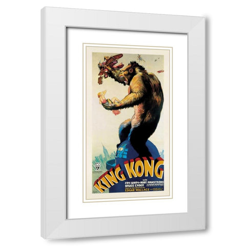 King Kong-1933 White Modern Wood Framed Art Print with Double Matting by Anonymous