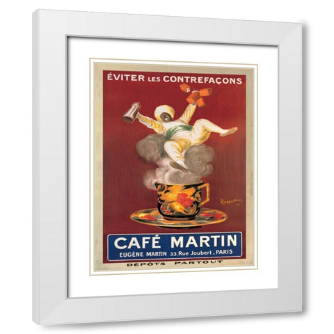 Cafe Martin-1921 White Modern Wood Framed Art Print with Double Matting by Cappiello, Leonetto