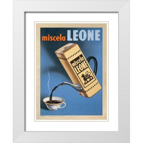 Miscela Leone-1950 White Modern Wood Framed Art Print with Double Matting by Anonymous