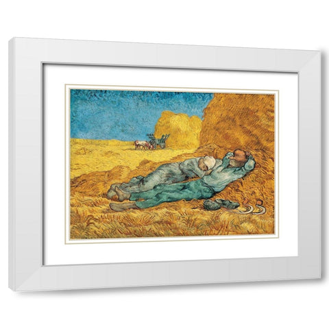 La Meridienne White Modern Wood Framed Art Print with Double Matting by Van Gogh, Vincent