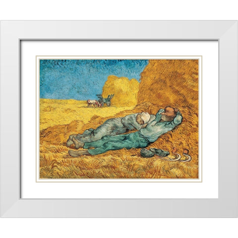 La Meridienne White Modern Wood Framed Art Print with Double Matting by Van Gogh, Vincent