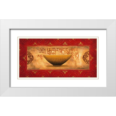Tibetan Panel White Modern Wood Framed Art Print with Double Matting by Wong-Li