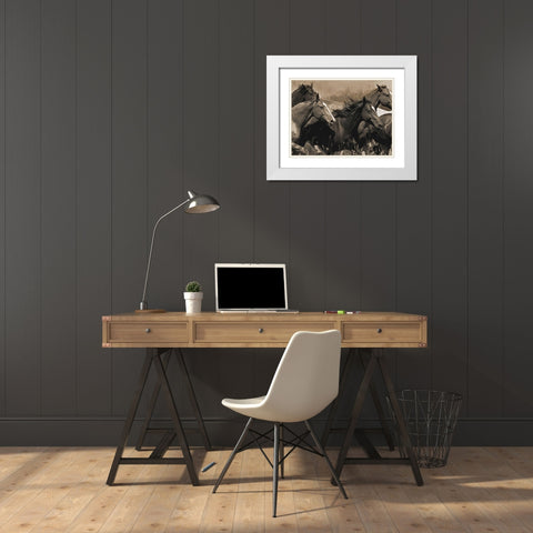 Middle of the Pack White Modern Wood Framed Art Print with Double Matting by Dawson, Robert