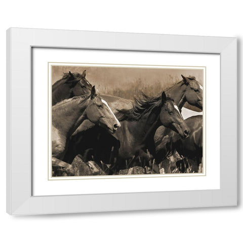 Middle of the Pack White Modern Wood Framed Art Print with Double Matting by Dawson, Robert