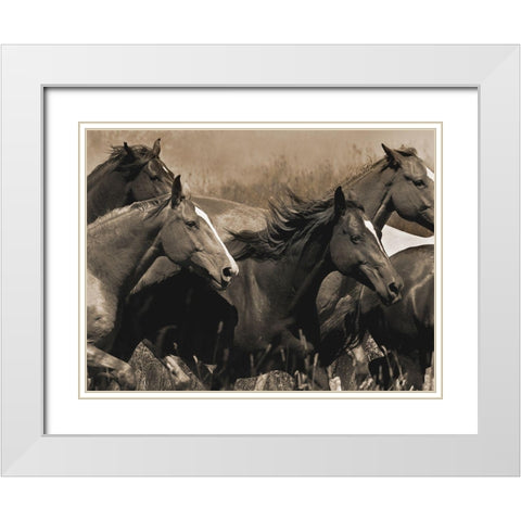 Middle of the Pack White Modern Wood Framed Art Print with Double Matting by Dawson, Robert