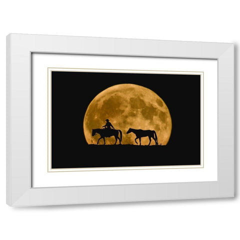 Full Moon Ride White Modern Wood Framed Art Print with Double Matting by Dawson, Robert