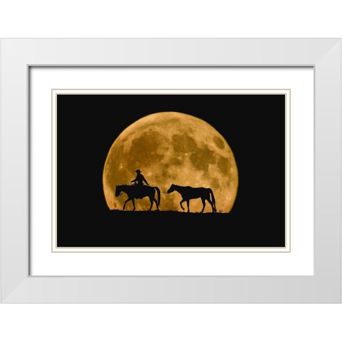 Full Moon Ride White Modern Wood Framed Art Print with Double Matting by Dawson, Robert