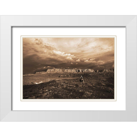 Arizona Morning White Modern Wood Framed Art Print with Double Matting by Dawson, Robert