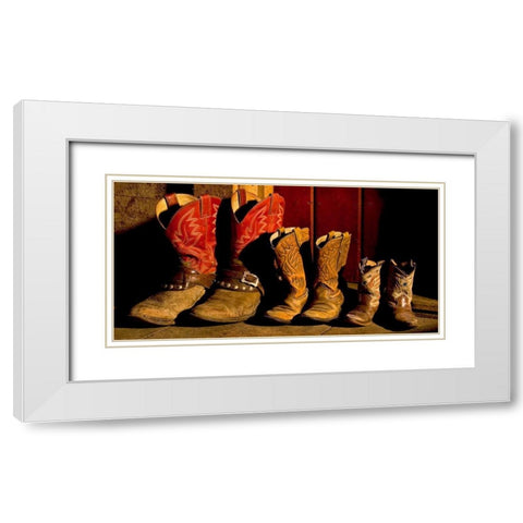 Family of Boots White Modern Wood Framed Art Print with Double Matting by Dawson, Robert