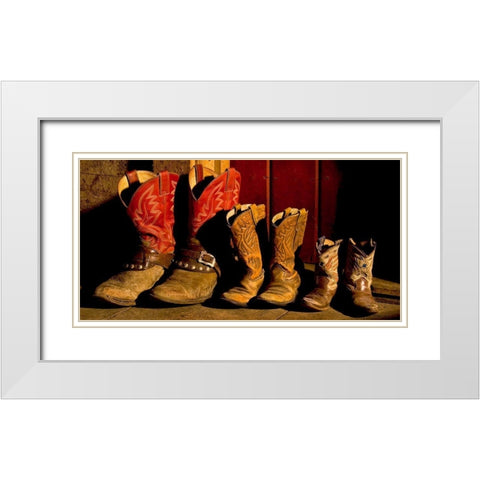 Family of Boots White Modern Wood Framed Art Print with Double Matting by Dawson, Robert