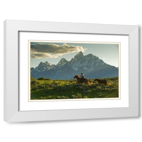 Along the Teton Trail White Modern Wood Framed Art Print with Double Matting by Dawson, Robert