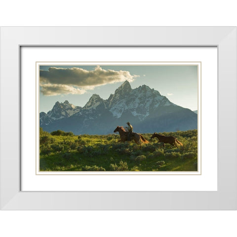 Along the Teton Trail White Modern Wood Framed Art Print with Double Matting by Dawson, Robert