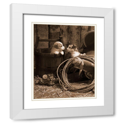 How Bout A Kiss White Modern Wood Framed Art Print with Double Matting by Dawson, Robert
