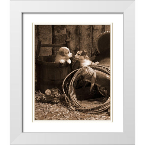 How Bout A Kiss White Modern Wood Framed Art Print with Double Matting by Dawson, Robert