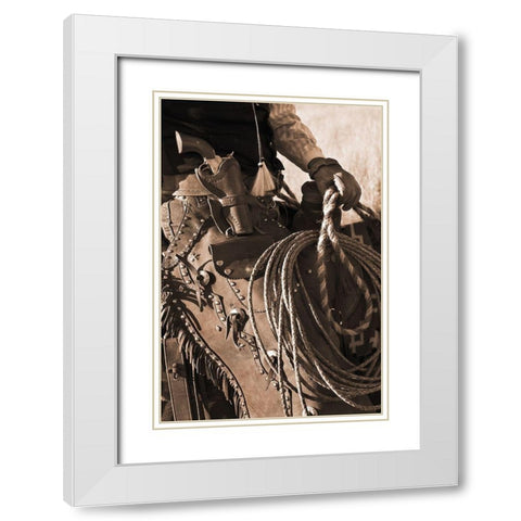 Range Rider III White Modern Wood Framed Art Print with Double Matting by Dawson, Robert