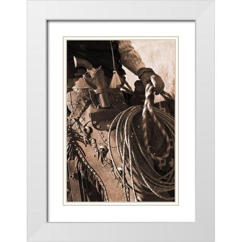 Range Rider III White Modern Wood Framed Art Print with Double Matting by Dawson, Robert