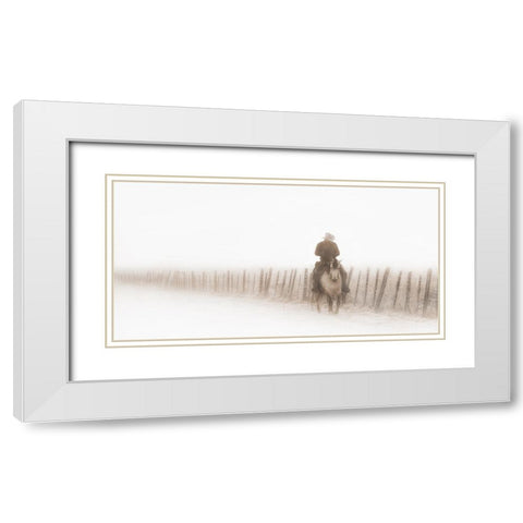 Riding Fence White Modern Wood Framed Art Print with Double Matting by Dawson, Robert