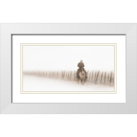 Riding Fence White Modern Wood Framed Art Print with Double Matting by Dawson, Robert