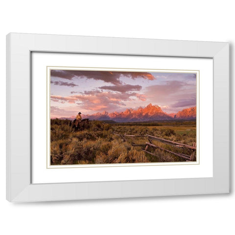 Ridin Fences 1 ~ Color White Modern Wood Framed Art Print with Double Matting by Dawson, Robert
