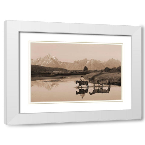 River Crossing II White Modern Wood Framed Art Print with Double Matting by Dawson, Robert
