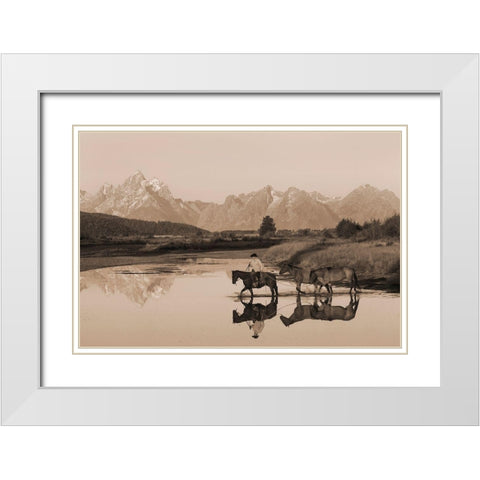 River Crossing II White Modern Wood Framed Art Print with Double Matting by Dawson, Robert
