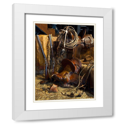 Ranchers Tack Room White Modern Wood Framed Art Print with Double Matting by Dawson, Robert