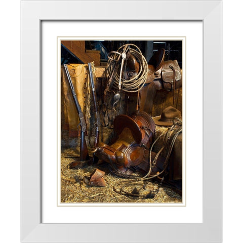 Ranchers Tack Room White Modern Wood Framed Art Print with Double Matting by Dawson, Robert