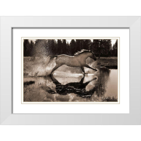 Running Water III White Modern Wood Framed Art Print with Double Matting by Dawson, Robert