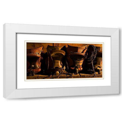 Saddle Row White Modern Wood Framed Art Print with Double Matting by Dawson, Robert