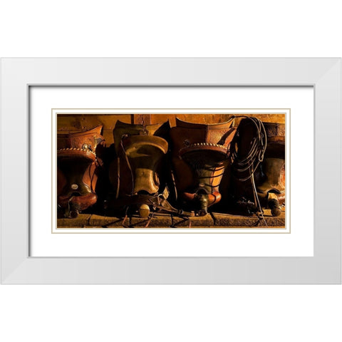 Saddle Row White Modern Wood Framed Art Print with Double Matting by Dawson, Robert