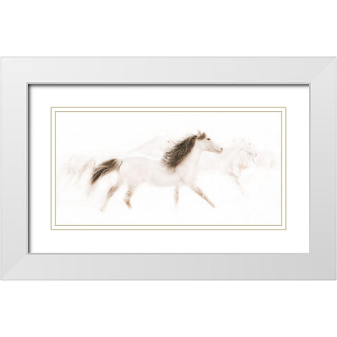 The Mustangs White Modern Wood Framed Art Print with Double Matting by Dawson, Robert