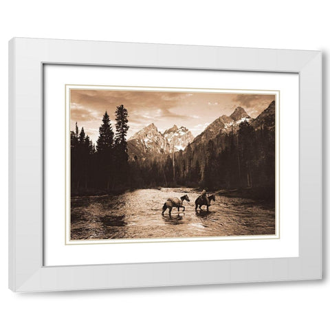 Teton Crossing White Modern Wood Framed Art Print with Double Matting by Dawson, Robert