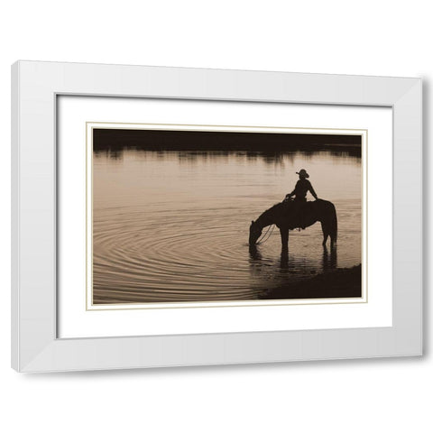Texas Sunset ~ Sepia White Modern Wood Framed Art Print with Double Matting by Dawson, Robert