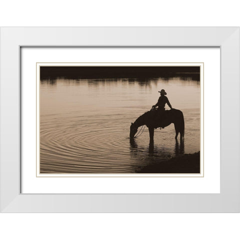 Texas Sunset ~ Sepia White Modern Wood Framed Art Print with Double Matting by Dawson, Robert