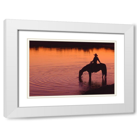 Texas Sunset White Modern Wood Framed Art Print with Double Matting by Dawson, Robert
