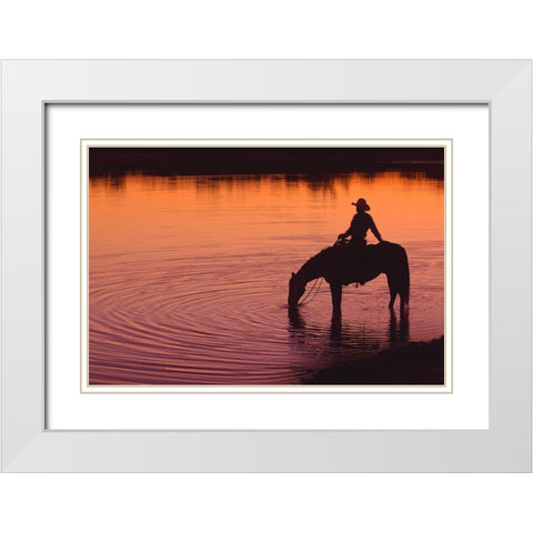 Texas Sunset White Modern Wood Framed Art Print with Double Matting by Dawson, Robert