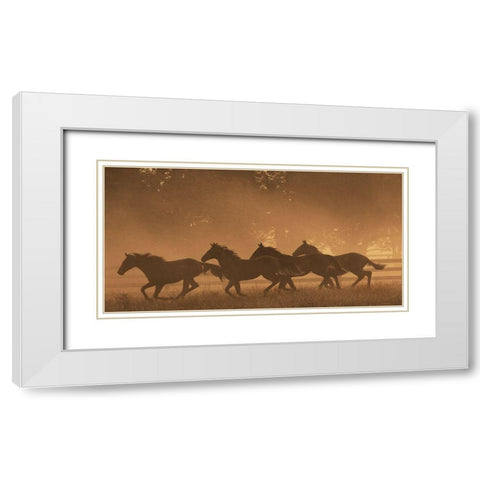 The Sprint for Home White Modern Wood Framed Art Print with Double Matting by Dawson, Robert