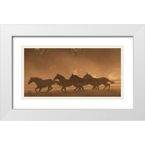 The Sprint for Home White Modern Wood Framed Art Print with Double Matting by Dawson, Robert