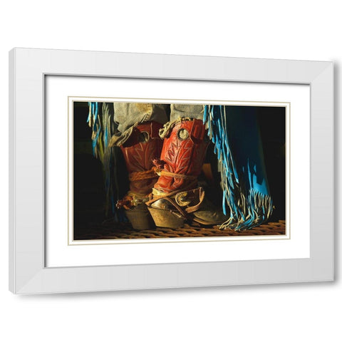 Work Boots White Modern Wood Framed Art Print with Double Matting by Dawson, Robert