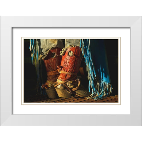 Work Boots White Modern Wood Framed Art Print with Double Matting by Dawson, Robert